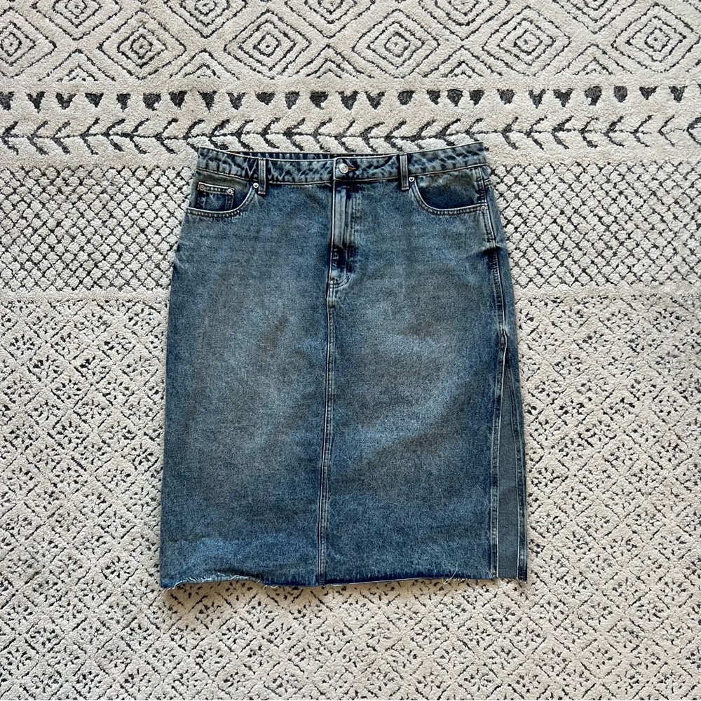 ASOS DESIGN Denim Midi Skirt W/ Slit